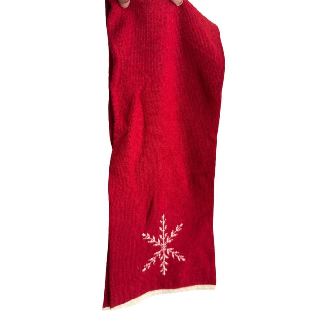 Talbots Red Wool Angora Cashmere Snowflake Scarf Made Italy